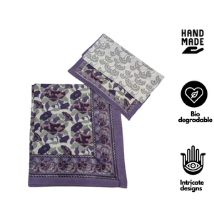 Parure de draps de mariage classique faite à la main à Jaipur, imprimée au bloc, motifs floraux complexes, écologique, 3 pièces, taille King, 100% coton, 200 fils/cm² - Product Image 2