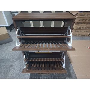 23.6 Inch <b>Walnut</b> Shoe Cabinet with 2 Flip <b>Drawers</b> Medieval Modern Independent Furniture for Living Room for Home Decor - Product Image 5