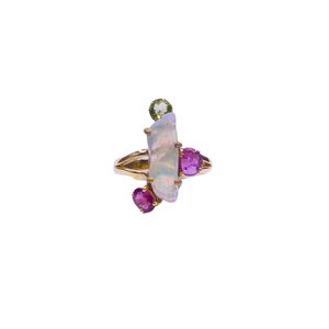 Wedding Wear 925 Sterling <b>Silver</b> Gold Plated Jewelry <b>Opal</b> Tourmaline Tsavorite Gemstone Women Wear Classic <b>Ring</b> - Product Image 2