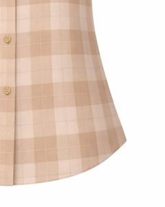 Custom Beige And Plaid Womens Short Sleeve Button Up Shirt Casual Summer Lightweight Breathable <b>Checkered</b> <b>Top</b> With Pocket - Product Image 6