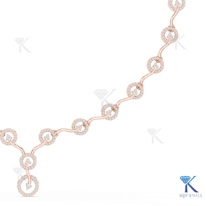 Stunning Lab Grown Diamond Filled Floral Wave Link <b>Statement</b> <b>Necklace</b> Brilliant Cut Clover Drop Pendant Pure Gold Jewelry - Product Image 4