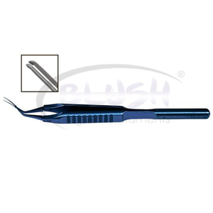 Inamura 1.8 Cross Action Capsulorhexis Forceps Curved w/ Marks (1) Ophthalmic Cataract Instrument By <b>Blush</b> Surgical - Product Image 2