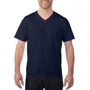 T-shirt en coton à col en V personnalisé avec logo, manches courtes, pour hommes, grande taille, respirant, style streetwear - Product Image 3