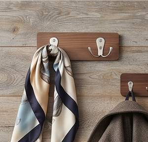 Premium Wood Wall Mounted <b>Hook</b> Rack With 3 Stainless Steel <b>Hooks</b> Minimalist Design For Clothing Storage Organization - Product Image 3