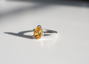 Natural Pear-Cut Citrine <b>Ring</b> in 925 Sterling <b>Silver</b> Handcrafted Twisted Rope Band Teardrop Gemstone <b>Statement</b> Jewelry - Product Image 3