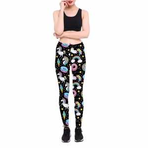 Conjunto de Yoga para Mujer con Estampado de Unicornio, Top Corto Deportivo, Leggings de Cintura Alta, Spandex y Poliéster con Elasticidad en Cuatro Direcciones - Product Image 2