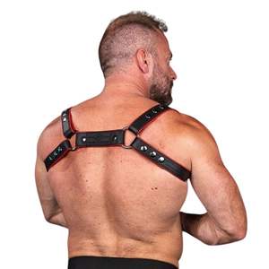 Arnés de hombro de encaje con piel sintética para hombre, diseño minimalista azul, ropa de club sexy de primera calidad - Product Image 5