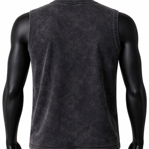 Men Acid Wash Sleeveless Tank Top Metallic <b>Flame</b> Graphic Streetwear Vintage Washed Oversized Muscle <b>Shirt</b> Custom Cotton Vest - Product Image 3