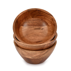 Bol de service artisanal en bois d'acacia naturel, base écologique, vaisselle en bois pour salade, bol moderne pour la cuisine et la table - Product Image 5