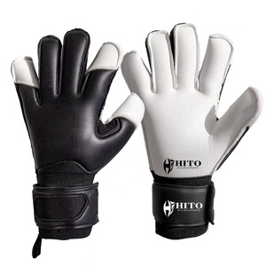 Gants de gardien de but de football en latex haute mousse avec protection des doigts, enveloppe hybride pour les doigts et le pouce, découpe hybride, impression en silicone au dos de la main - Product Image 1