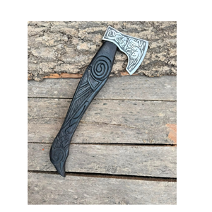 Hacha Tomahawk de Acero Forjado a Mano con Mango de Madera Tallado, Herramienta de Supervivencia para Exteriores, Cabeza Barbuda de 3 5/8 Pulgadas, Garantía de 3 Años THEWIZ - Product Image 2