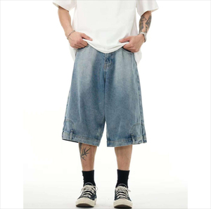 New Style Vintage Washed Blank <b>Men</b> Loose Denim Shorts Custom Embroidery Casual 100%cotton <b>Men</b> <b>Jean</b> Shorts Baggy Jorts for <b>Men</b> - Product Image 5