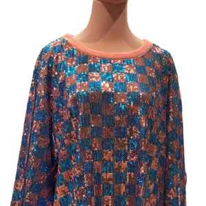 เสื้อคลุมแจ็คแอนด์จิลลายตารางปักเลื่อมสำหรับผู้หญิง แขนยาว ประดับด้วยกลิตเตอร์วิบวับ ทรงหลวม แฟชั่นสำหรับงานปาร์ตี้ เสื้อผ้าสั่งตัดจากบูติก - Product Image 4