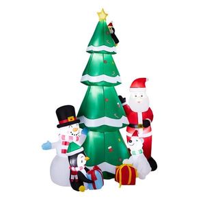 Albero di Natale Gonfiabile Illuminato da 2,3 m e Babbo Natale con Pupazzo di Neve - Divertenti Decorazioni Natalizie da Esterno per Giardino - Product Image 3