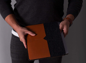 Premium PU Leather &amp; Felt <strong>Laptop</strong> Sleeve - Business Protective Case Compatible with MacBook Air 15" (Case Only) - Product Image 4