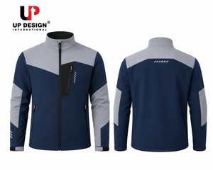Veste Softshell Homme Bleu Marine Personnalisée Imperméable Coupe-Vent Doublée Polaire pour Randonnée et Travail Tactique OEM - Product Image 1