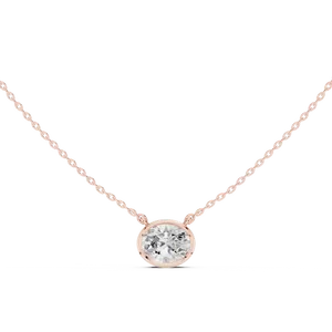 Accessoires de bijouterie fine, pendentif solitaire en diamant de laboratoire de taille ovale, or massif 10K 14K 18K, cadeau pour femme, chaîne incluse - Product Image 3
