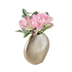 Fournisseurs en gros de vases à fleurs modernes texturés ronds en aluminium argenté faits à la main pour la décoration du salon, de la salle à manger et du bureau en vente - Product Image 3