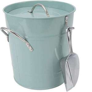 Round Metal Ice Bucket With <b>Lid</b> And Spoon Rust Resistant Industrial Design Party Cooler Blue Green ice Bucket - Product Image 1