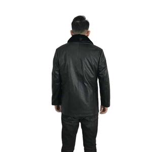Veste noire avec logo personnalisé en cuir confortable fabriquée par Stitchmode Veste en cuir 2025 de haute qualité pour hommes - Product Image 2