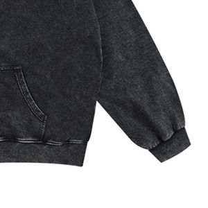 Sweat à capuche délavé à l'acide en molleton épais 100% coton, coupe oversize, imprimé personnalisé avec strass, streetwear d'hiver vintage - Product Image 6