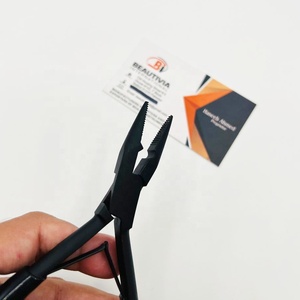 Vente chaude Noir Mat Micro Perles Presse Pince Logo Personnalisé Outils D'extension De Cheveux En Acier Durable Pince À Cheveux À Maintien Fort - Product Image 2