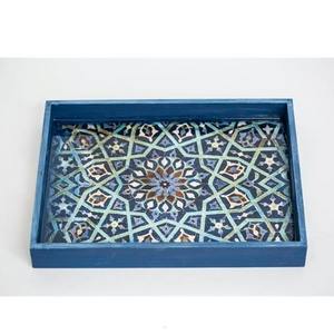 Plateau de service rectangulaire moderne en bois avec impression émaillée, idéal pour la cuisine, la table, les mariages – Nouveaux plateaux décoratifs – Fournisseur en gros - Product Image 1