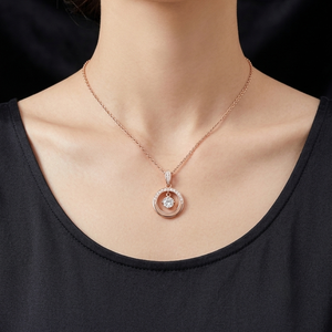 Collier élégant pour femme en or rose 18 carats avec diamant de laboratoire taille brillant rond certifié IGI – Prix de gros directement du fournisseur - Product Image 2