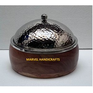 Fine Acacia wood <b>dinnerware</b> Serving casseroles stainless steel Food Warmer hotpot handicraft Serving casserole cookware <b>sets</b> KSA - Product Image 3