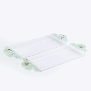 <b>Crystal</b> Clear Epoxy Resin Coffee Cup Set with Artistic Stone Pattern Tray - Product Image 2