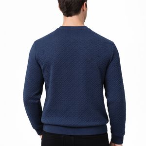 Sweat-shirt en molleton tricoté uni pour homme, col rond, manches longues, haute qualité, logo personnalisé, 2 pièces, anti-boulochage - Product Image 3