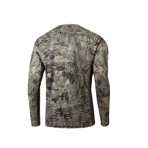 Chemise de pêche respirante à panneaux en maille, ventilation latérale, séchage rapide, protection solaire, manches longues, mélange poly-spandex, haute performance élastique - Product Image 2