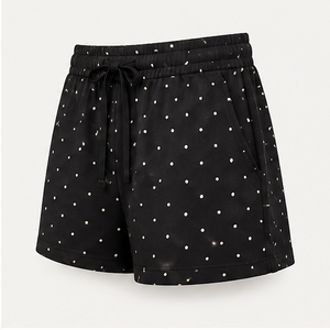 Custom Charcoal Black Polka Dot Womens Relaxed Easy Fit Drawstring <b>Lounge</b> <b>Shorts</b> Soft Cotton-Modal Jersey WPSHORT-0026 - Product Image 3