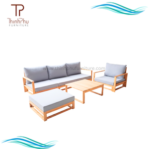 EDEN 6pcs Contemporary Eco-friendly <b>Outdoor</b> Furniture Garden Acacia Wood Sofa Set Waterproof Cushions <b>Foldable</b> for Hotels Villas - Product Image 4