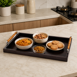 Premium Wooden Serving Tray with Handles| Large Rectangular Decorative Tray for Home Hotel Restaurant <b>Coffee</b> <b>Table</b> Serving Decor - Product Image 3