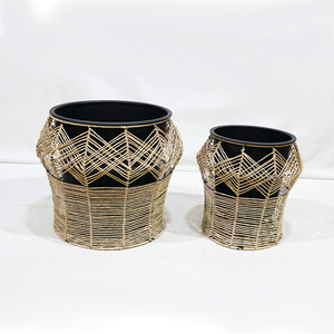 New Design Plastic Wicker Zigzag Pot Durable Waterproof Garden <b>Flower</b> <b>Basket</b> Set - Product Image 5