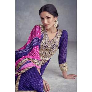 Conjunto de Salwar Kameez de Lujo con Estampado Digital y Bordado de Lentejuelas, Talla XL, para Bodas - Product Image 5