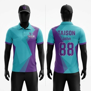 เสื้อเจอร์ซีย์พรีเมียมสำหรับผู้ชาย ผ้าโพลีเอสเตอร์พิเก้ 240 GSM สีเขียวอมฟ้า แขนสั้น สกรีนโลโก้ด้วยความร้อน สำหรับชุดยูนิฟอร์ม - Product Image 1