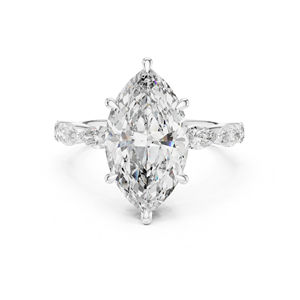 Anillo de Uso Diario para Mujer en Oro Rosa de 14K con Diamantes Cultivados en Laboratorio, Corte Redondo y Marquesa |   Diamante Cultivado Nuevo - Product Image 5