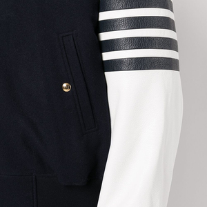 Chaqueta Varsity de Invierno para Hombre Muzamin Apparel, de Cuero y Lana, con Cuello Alto, Cierre Triple, Reversible, Térmica y Resistente al Viento - Product Image 5