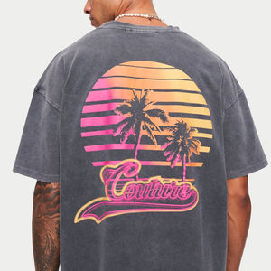 T-shirts amples et courts pour hommes en coton pur 245 g/m², couleur unie, décontractés, pour l'été, avec logo personnalisé - Product Image 2