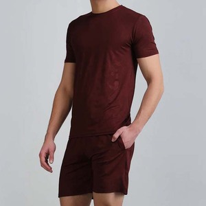 Ensemble décontracté d'été 2 pièces pour homme : T-shirt respirant uni et short à cordon de serrage – Vente en gros - Product Image 2
