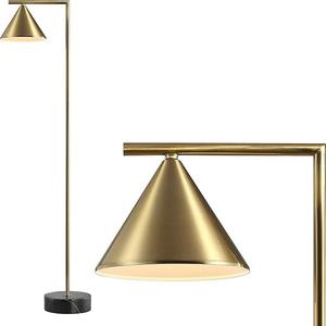 Lampe sur pied en or luxueux avec base en marbre et abat-jour en lin pour une décoration intérieure élégante - Product Image 1