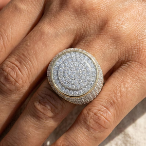 Moissanite Iced Out Signet <b>Ring</b> Luxury Silver Gold Round Statement <b>Ring</b> <b>Mens</b> Hip Hop Jewelry Sparkling Pave Fashion Gift <b>For</b> Him - Product Image 6