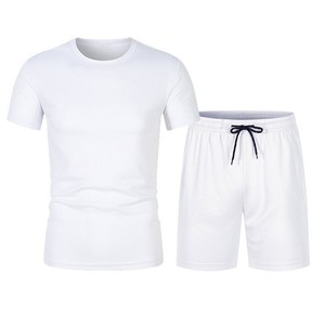 Eco-Friendly 100% Cotton V-neck Customizable <b>Mesh</b> Short-sleeved Shorts <b>Set</b> Summer Men's <b>Two</b>-<b>piece</b> Breathable Basketball T-shirt - Product Image 5