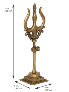 Estatua de Trishul de Latón con Base Decorativa, Tridente del Dios Shiva, Ídolo Religioso Hindú para el Hogar, Templo, Puja, Mandir, Decoración Espiritual - Product Image 3