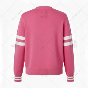 Women's Pink Knitted <b>Cardigan</b> V-Neck Full Sleeve Preppy Style <b>With</b> <b>Pockets</b> 100% Acrylic Single Breasted Casual Wear - Product Image 2
