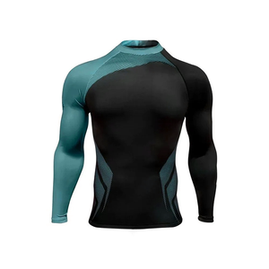 Customized logo rash guards MMA <b>compression</b> <b>shirts</b> <b>Men</b> Full Sleeve <b>Compression</b> Rash Guard Black Gray Quick Dry Polyester Spandex - Product Image 2