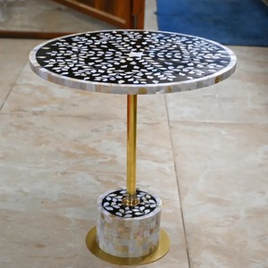 Mesa Auxiliar de Madera con Incrustaciones de Hueso Gris, Más Vendida, para Uso en Casa de Campo, Bar, Hotel, Bodega, Sala de Estar, Escuela, Hospital, Baño - Product Image 1