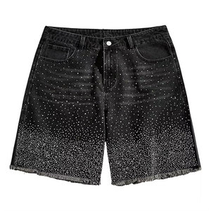 Pantalones Cortos de Mezclilla para Hombre, Tradicionales, con Cinco Bolsillos, Bordados, Elásticos, Cómodos, para Uso Diario - Product Image 1